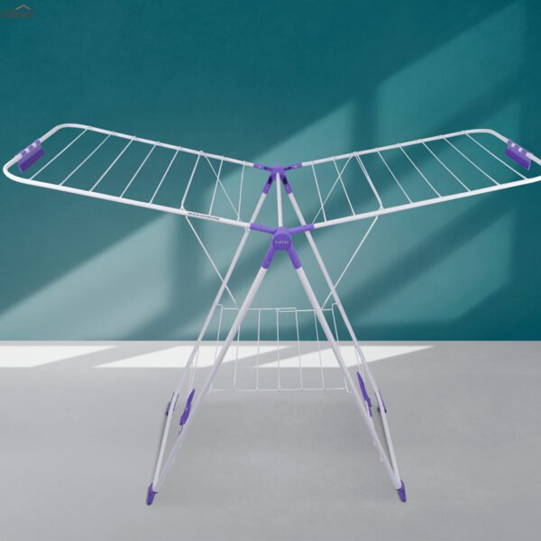 Mobidry Neo Foldable Clothes Drying Stand with Weather Resistant Frame (Purple)