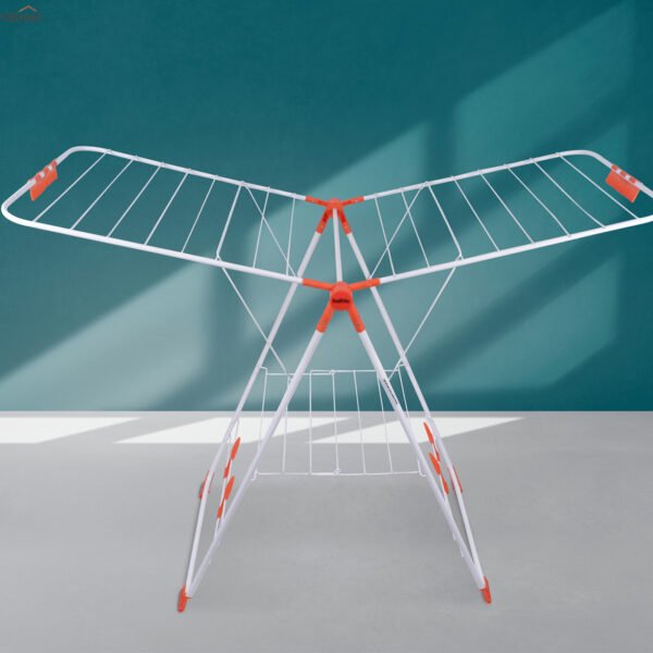 Mobidry Neo Foldable Clothes Drying Stand with Weather Resistant Frame (Orange)