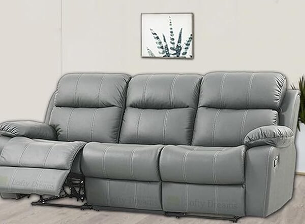Valencia Motorized Leatherette Three Seater Middle Seat Fixed Recliner (Lofty Dreams)