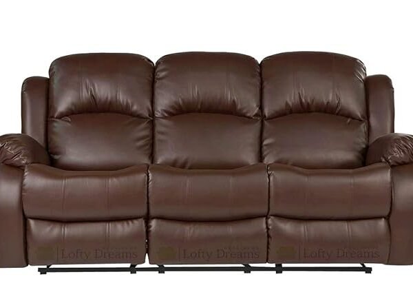 Valencia Motorized Leatherette Three Seater Middle Seat Fixed Recliner (Brown)
