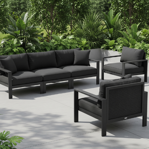 Black Set of Piece Sofa Chair