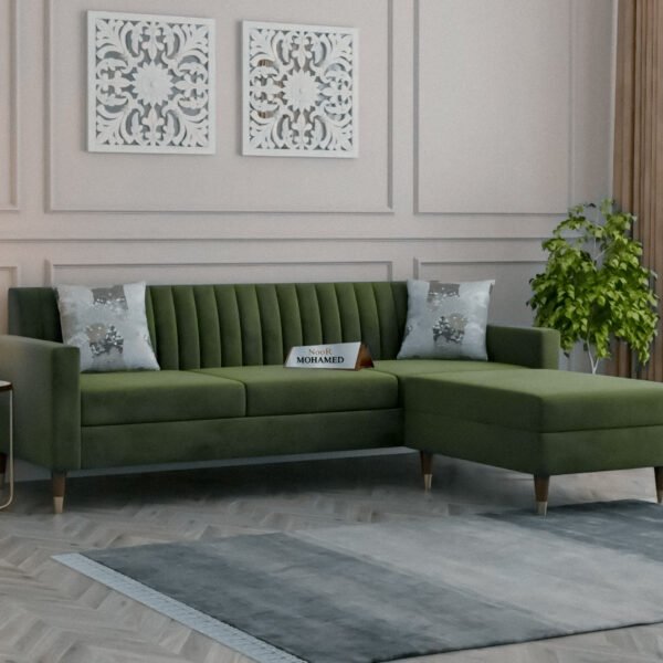 Solace L-Shaped 4 Seater Wooden Sofa