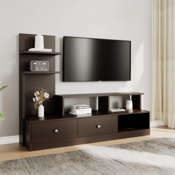 Melvina Sheesham Wood Tv Unit with Cupboards Drawers and Shelve Storage