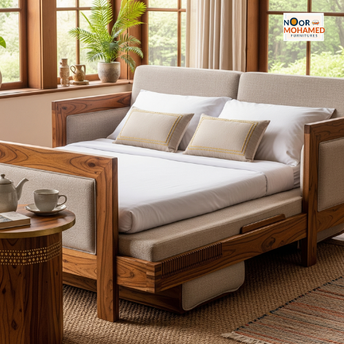 Sereta Sheesham Wood Sofa Cum Bed