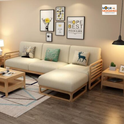 Solace L-Shaped 4 Seater Wooden Sofa