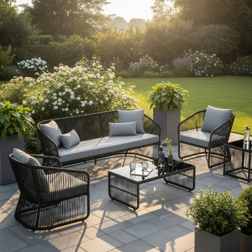 Stylish Black Rope Outdoor Furniture Set