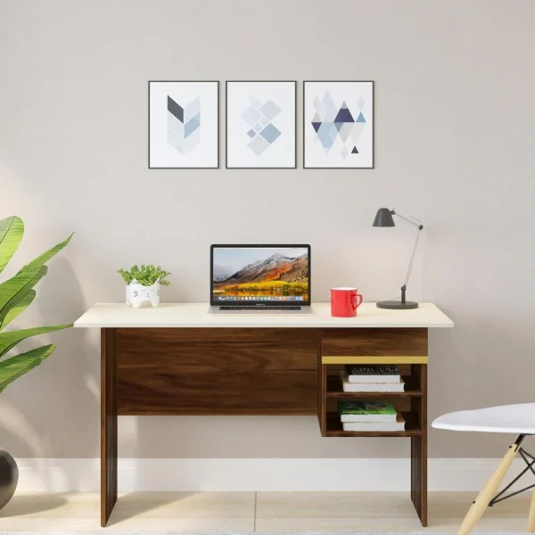 Amalet Computer Table In Brown Maple & Beige Finish