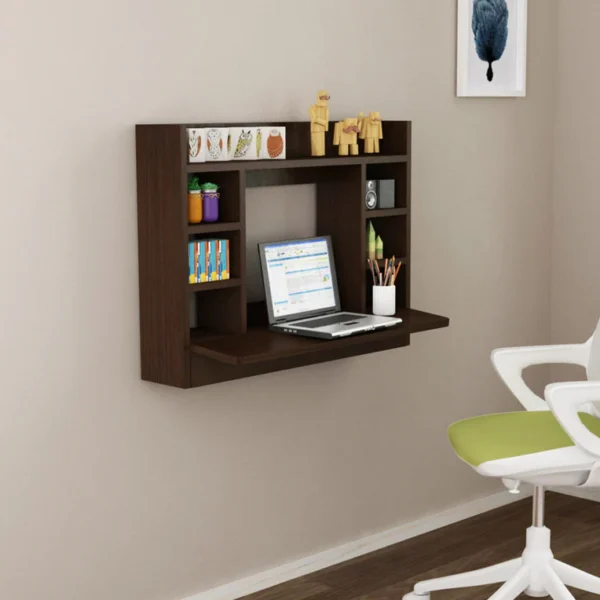 Artist Metal Wall Mounted Table in Oak Finish