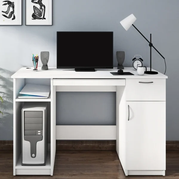 Athos Computer Table in Frosty White Finish