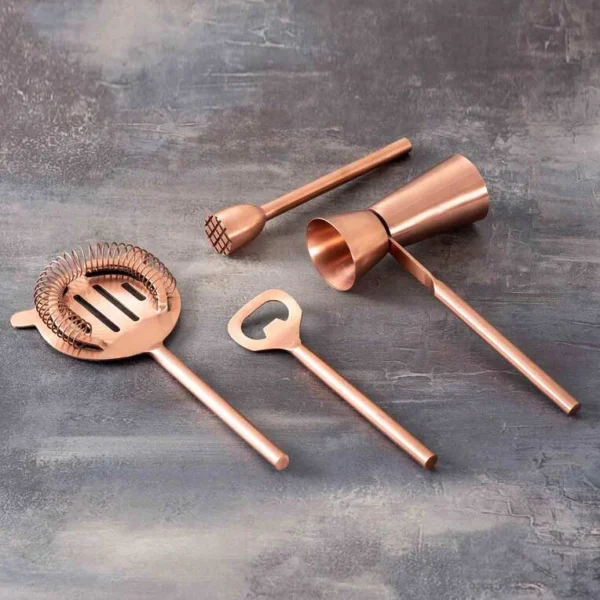 Beaute Brown Stainless Steel (Set of 4) Bar Tool Set