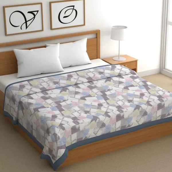 Blue Cotton Abstract 500 GSM Double Bed Comforter
