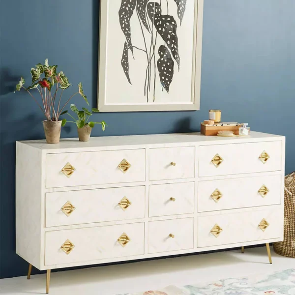Gavin 4-Drawer Wooden Chest Of Drawers with Frosty White Drawer