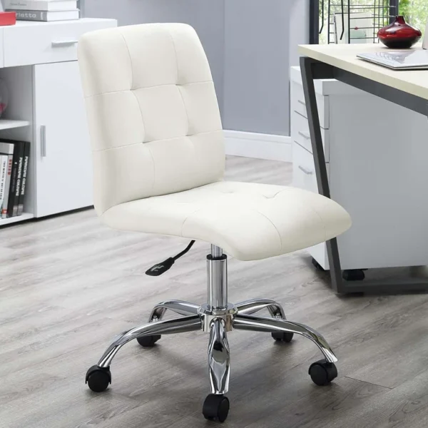 Ariel Leatherette Guest Chair in White Colour with Revolving Base