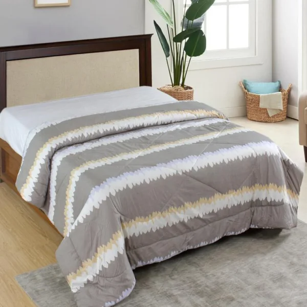 Grey Microfibre Stripe 120 GSM Double Bed Comforter