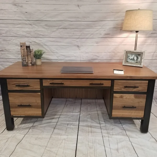 Audra Wood and Metal Industrial Office Desk