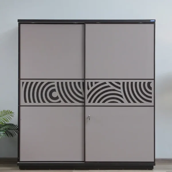 Kosmo Ripples 2 Door Sliding Wardrobe in High Gloss Basalt Grey Finish