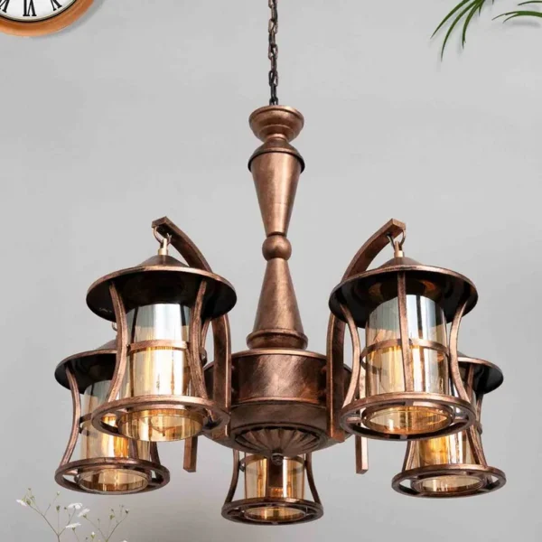 Antique Copper Aluminium Up 5 Light Chandelier