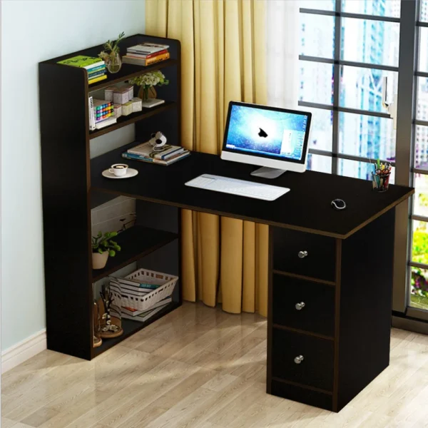 Jerold Study Table with Storage Cabinet and Shelves