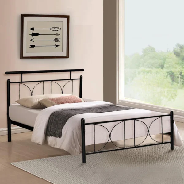 Lane Black Powder-Coated Single Metal Bed