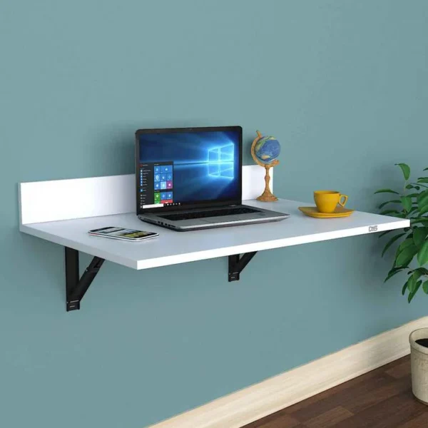 Placido Wall Mounted Table in Frosty White Finish