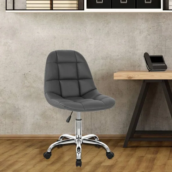 Rochelle Leatherette Guest Chair in Grey Colour with Revolving Base
