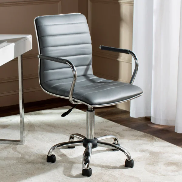 Selvel Leatherette Guest Chair in Grey Colour with Revolving Base