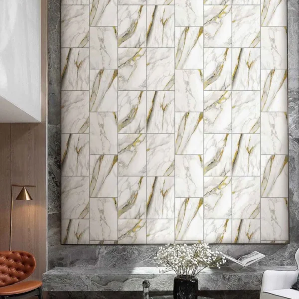 White & Gold Vinyl & Paper Vintage Deluxe Wallpaper